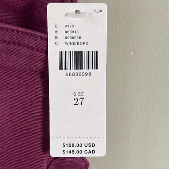 Anthropologie wine color criscross button chino high rise pants new NWT 27 - Picture 5 of 12